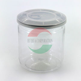 Free Sample Transparent Round Shape Plastic PET Can , Empty Easy Open Can For Food