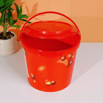1L Plastic Bucket Handle Food Grade Bulk Decorative Christmas Gift Toy Package Mold Labeling for Ice Cream Biscuit Chocolate