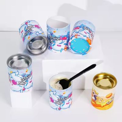 Custom Luxury Round Waterproof Ice Cream 109ml Paper Tube Packaging With Airtight Metal Tin Lid