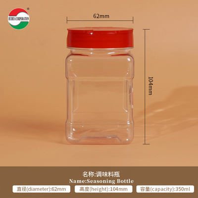High Transparent Clear Good Airtight Food Grade 350ml Plastic Can PET Jar for Seasoning Spice Pepper Powder Salt Sugar with Butterfly Flip Lids