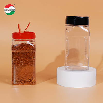 425ML Wholesale Sample Provided Plastic Spice Jars Bottles Containers With Red Black Lid Perfect For Storing Spice And Powders