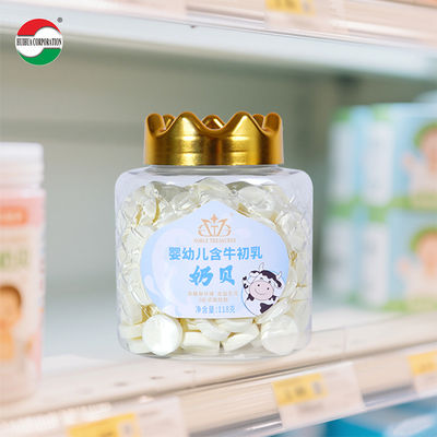 Good Quality Food Grade  Clear Plastic CylinderPlastic Can PET Jar with Crown Screw Top Cover for Milk Tablets Milk Shell Soft Candy Food Cookie
