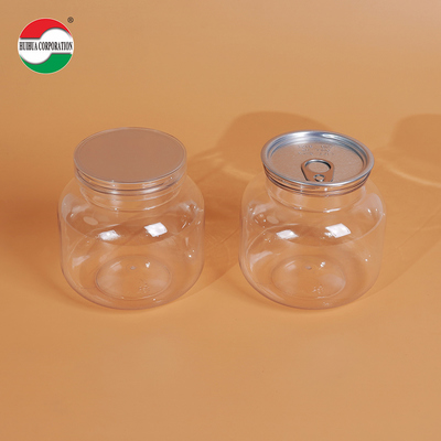 500ml Food Grade PET Transparent Plastic Jar Airtight with Aluminum Lid and Screw Cover for Food Candy Cosmetic Dried Fruit