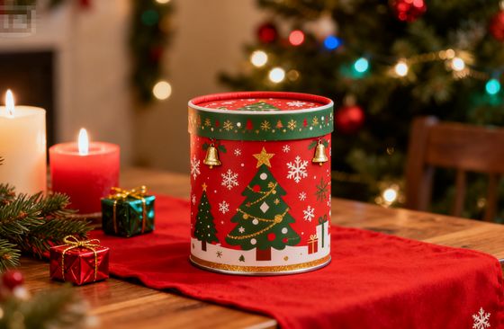 Custom Printed Kraft Paper Cylinder Tube Christmas Eco-Friendly Packaging for Tea Coffee Cookies Cereal Candy Gifts Cards