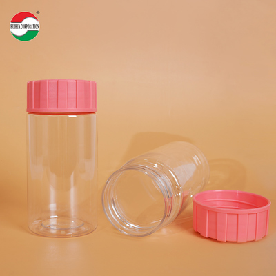 Wholesale Recycled Clear PET Plastic Jar with Screw Lids Cylinder Bottle  for Snack Cookie Candy Nut Storage
