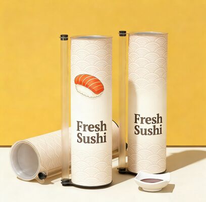 52*220mm Food Grade Biodegradable Customized Printed Paper Tube Sushi Push Pop Packaging Canister