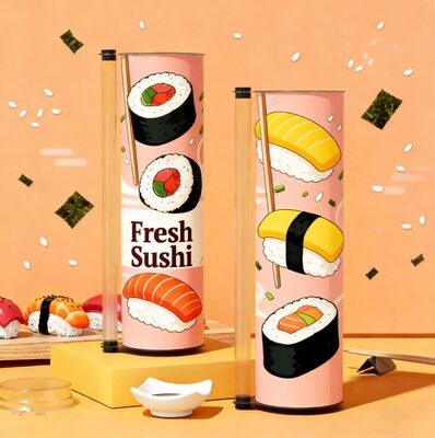 52*220mm Food Grade Biodegradable Customized Printed Paper Tube Sushi Push Pop Packaging Canister