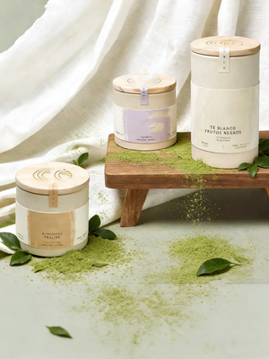 Customized Food Grade Biodegradeable Paper Tube with Wood Cover for Matcha Powder Tea