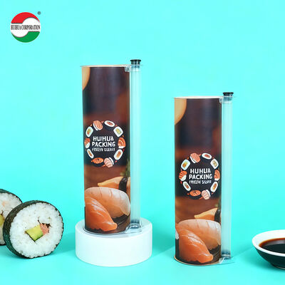 Eco-friendly Push Pop up Food Paper Tube Canister Container for Sushi with Pipe Easy to Take Cylinder Packaging Pop up Tube