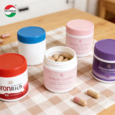 Food Grade HDPE Vitamin Health Product Bottles Colored Capsule Shape Calcium Tablets sealed Bottles