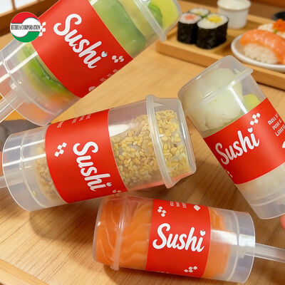 New Eco Friendly Clear PP Plastic To Go Sushi Roll Push Up Pop Tube Packaging Shooter Cup Cylinder Container With Cover