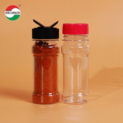Salt Pepper Chili Cookie Seasoning Cylinder Container Screw Cap PET Plastic Spice Jar with Screen Printing for Cookware