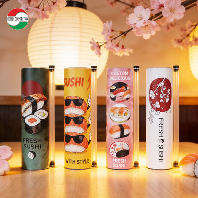 Custom Sushi Paper Tube Packaging – Eco-Friendly Round Paper Canister for Sushi Rolls & Takeaway Food
