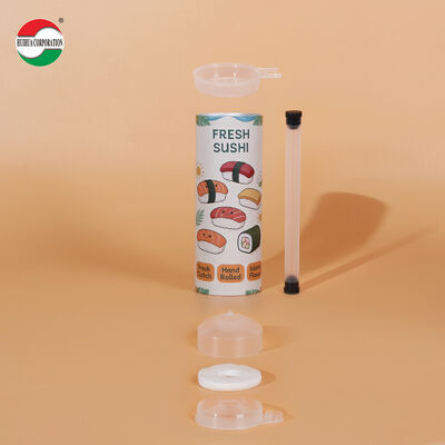 Custom Printed Push Up Sushi Paper Tube Packaging Food Grade Cylinder Can With Soy Sauce Tube Holder