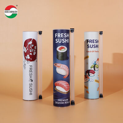 Custom Printed Push Up Sushi Paper Tube Packaging Food Grade Cylinder Can With Soy Sauce Tube Holder
