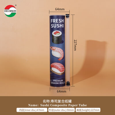 Custom Printed Push Up Sushi Paper Tube Packaging Food Grade Cylinder Can With Soy Sauce Tube Holder