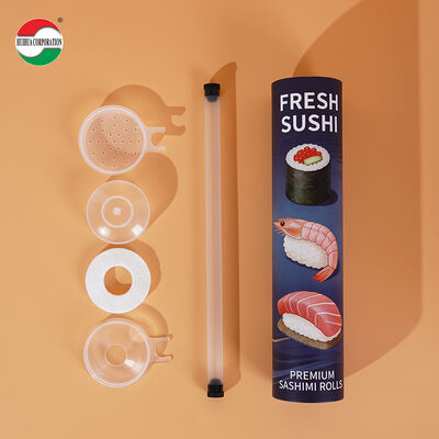 Custom Printed Push Up Sushi Paper Tube Packaging Food Grade Cylinder Can With Soy Sauce Tube Holder
