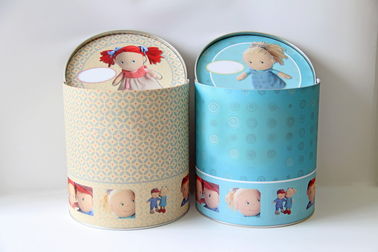 Glossy Lamination Pets Toy  Paper Composite Cans / Tube  , Dia 73 mm / H 100 mm