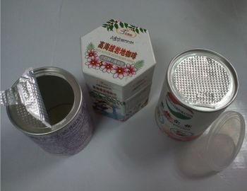 Food Grade Cylindrical water proof Paper Composite nut Cans , Aluminium Foil Peel Lid