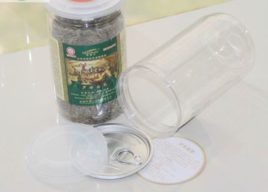 Eco Friendly Clear Pet Jars , 4oz Plastic Cookies Jar With Aluminum Lid