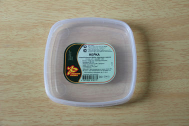 Food box / container Square plastic PE lids with custom printing sticker / tag