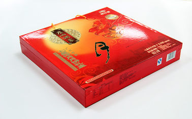 Elegent Red Printed Recycled Paper Gift Boxes , Moon Cake packaging