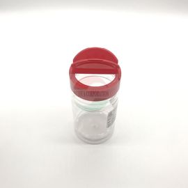 Shaker Cap Type Clear Plastic Cylinder / Plastic Spice Containers With Red Cap FDA Certification