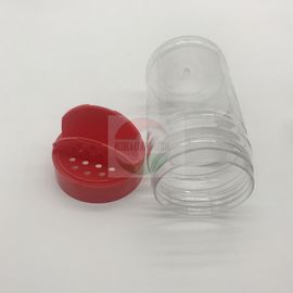 Shaker Cap Type Clear Plastic Cylinder / Plastic Spice Containers With Red Cap FDA Certification