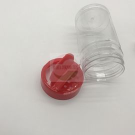 Shaker Cap Type Clear Plastic Cylinder / Plastic Spice Containers With Red Cap FDA Certification