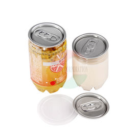 350ml Clear Plastic Cylinder / Beverage Juice Pet Bottle Jar  With Aluminum Easy Open Lid