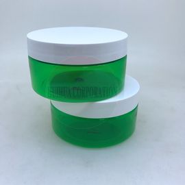 Empty Plastic PET Jar With Green Body / Cream Jars Cosmetic Packaging