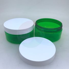 Empty Plastic PET Jar With Green Body / Cream Jars Cosmetic Packaging