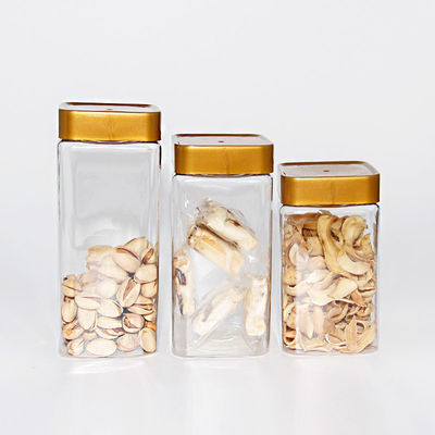 Square Pet Material Transparent Food Storage Canister With PP Lid For Kitchen