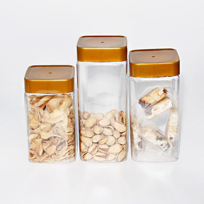 Square Pet Material Transparent Food Storage Canister With PP Lid For Kitchen