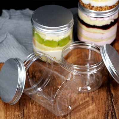 Food Grade 100ML 300ML 500ML 800ML 1000ML PET Can Closures Plastic Screw Aluminum Lid Caps for Wide Mouth Bottles Plastic Jars