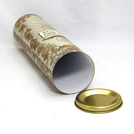 Movable Tin Lid Silver Stamping Kraft Paper Tube Packaging For Wine Packaging / Gift packaging