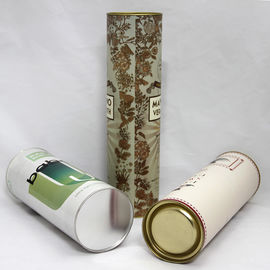 Movable Tin Lid Silver Stamping Kraft Paper Tube Packaging For Wine Packaging / Gift packaging