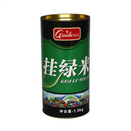 Environmental Green Cardboard Paper Composite Cans with Golden Movable Tin Lid for Rice , Tea , Dried Food