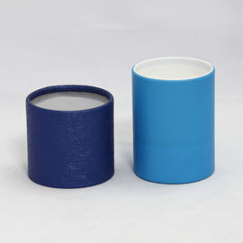 Fashional Blue Paper Composite Cans with Transparent PVC Window and White Sifter for Talcum Powder