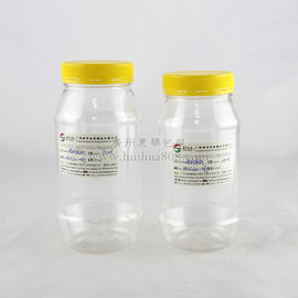 600ml Clear Plastic Cylinder Tubes , Yellow PP Material Screw Lid