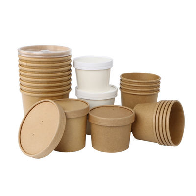 Kraft Paper PLA Liner Biodegradable Disposable Bowls Chinese Cuisine Takeaway