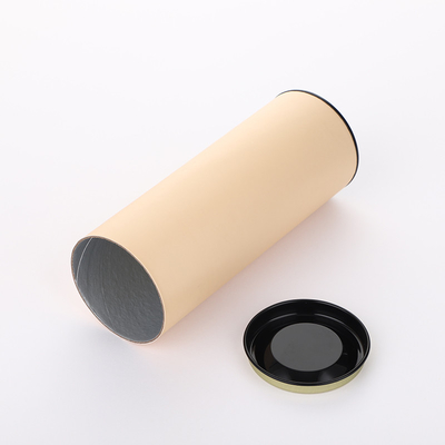 Gold Stamping Paper Composite Cans Custom Cylinder Round Tube Packaging With Lid