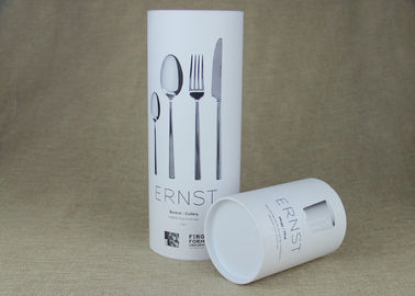 Customised Movable Plastic Lid CMYK Printing Kraft Paper Tube Packaging , Tableware Paper Cans