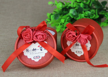 Round Red Ribbon Cardboard Box Packaging Cans Packaging For Wedding Candy Packaging