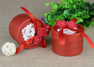 Round Red Ribbon Cardboard Box Packaging Cans Packaging For Wedding Candy Packaging