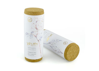 Elegant Gold Stamping Cardboard Tube Packaging with Cork for Perfume / Essential Oil