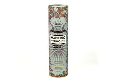 Eco-friendly Wine Cardboard Tube Packaging , Golden Movable Lid Paper Cans