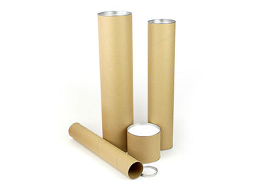 Kraft Paper Poster Tube Packaging , Strech Iron Cap Cylinder Boxes