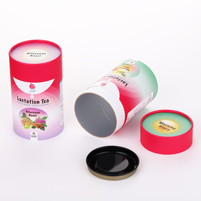 Powder Tea Packaging Paper Tube Cardboard Inner Aluminum Foil With Metal Lid