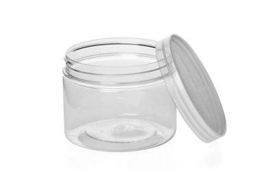 Square Eco-friendly Clear Pet Jars , Screwing Cap Clear Plastic Cylinder